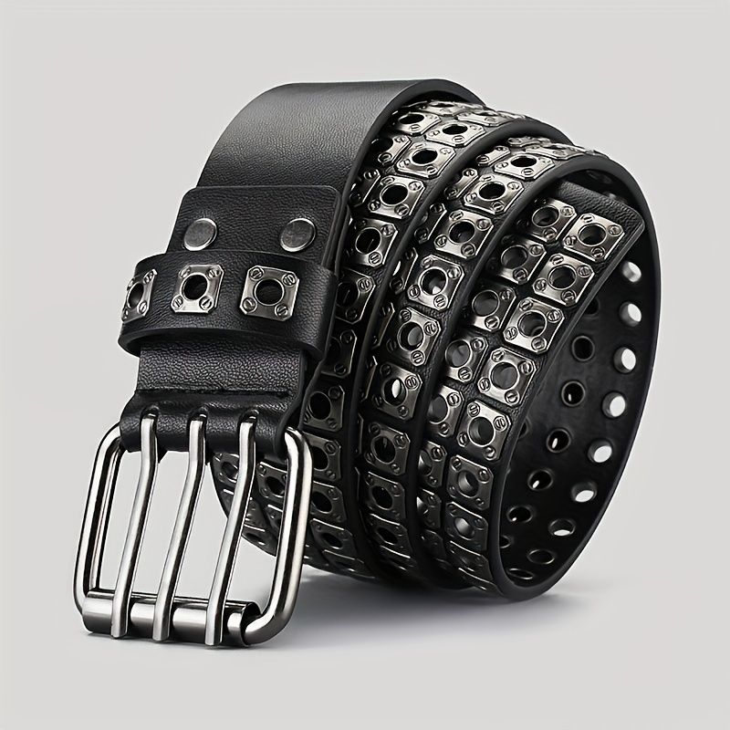 HOT Retro Square Rivet With Double Row Needle Buckle Women'S Belt Hip-Hop Rock Punk Y2k Style Jeans Men'S And Women'SBelt_autovado.com
