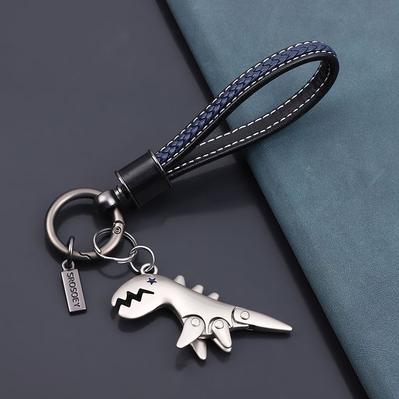 Cow Leather Keychain Internet Celebrity Little Dinosaur Pendant Cute Cartoon Car Key Chain Pendant Creative Gift For Women_autovado.com
