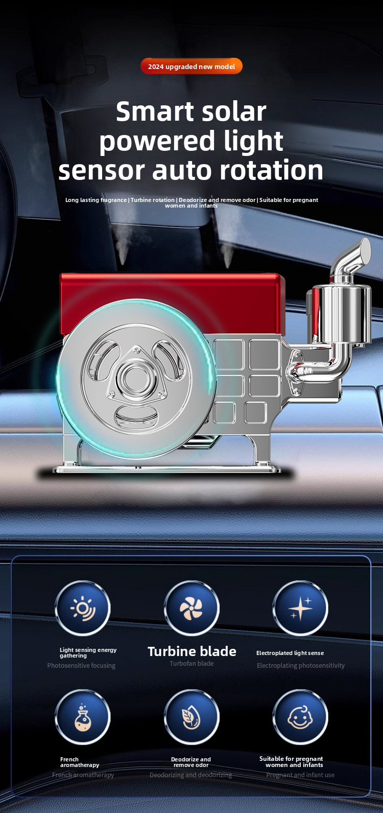 Solar Powered Light-Sensitive Long-Lasting Fragrance Diffuser Car Interior Decoration Wealth Machine Ornament High-End_autovado.com