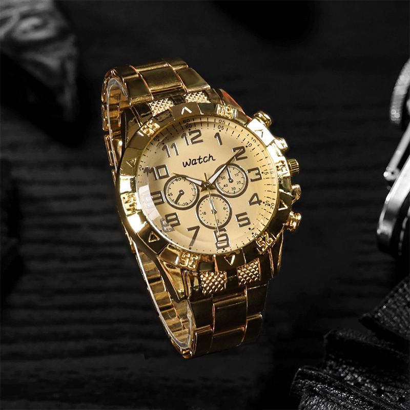 large dial three eyes steel band watch blue light glass men's watch men's watch_autovado.com