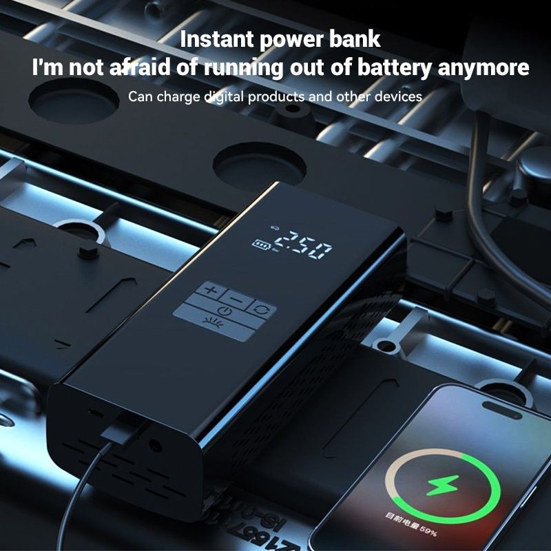 DOSEN Jump Starter Powerbank Jumper With Tire Pump With Air Compressor 12V Emergency Jumper Starter Car PowerBank_autovado.com