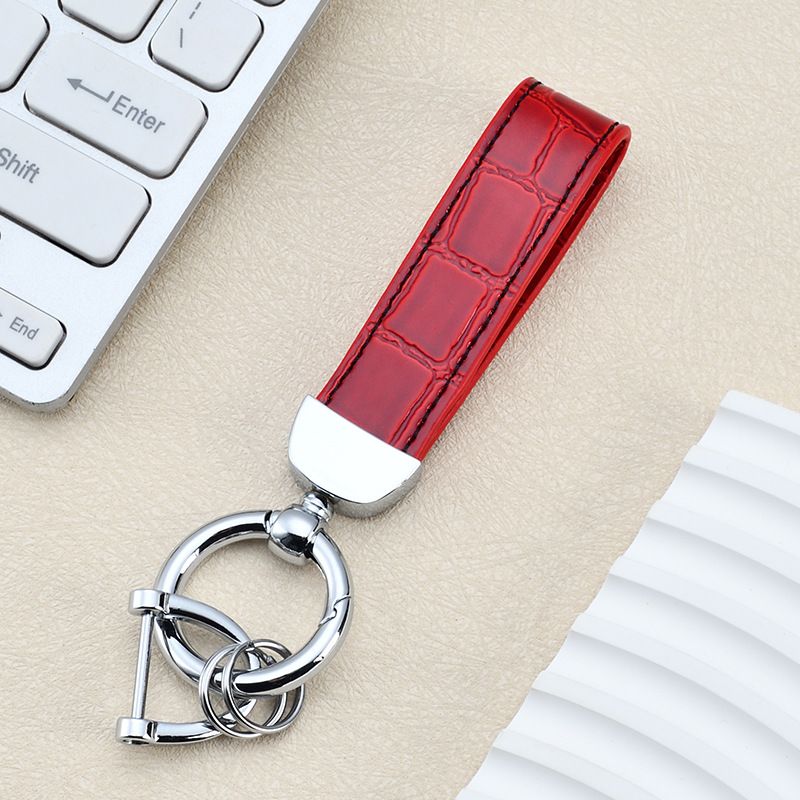 Fashion High End Car Anti Lost Key Ring Simple Leather Key Chain Pendant Creative Couple Business Key Chain_autovado.com