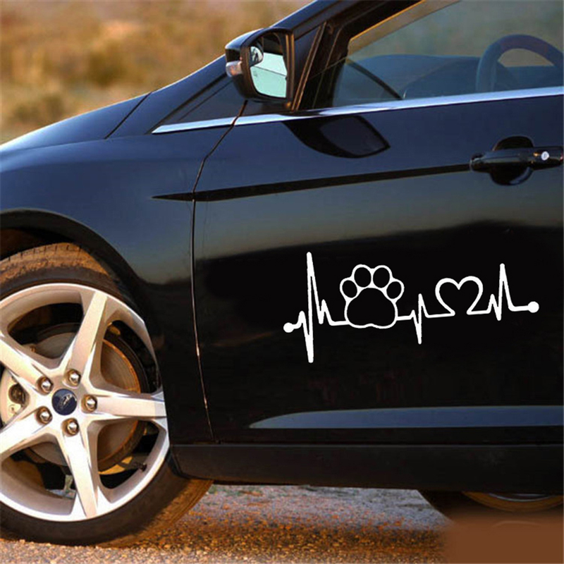 Heartbeat Dog Paw Creative Motorcycle Car Window Body Decoration Sticker Decal_autovado.com