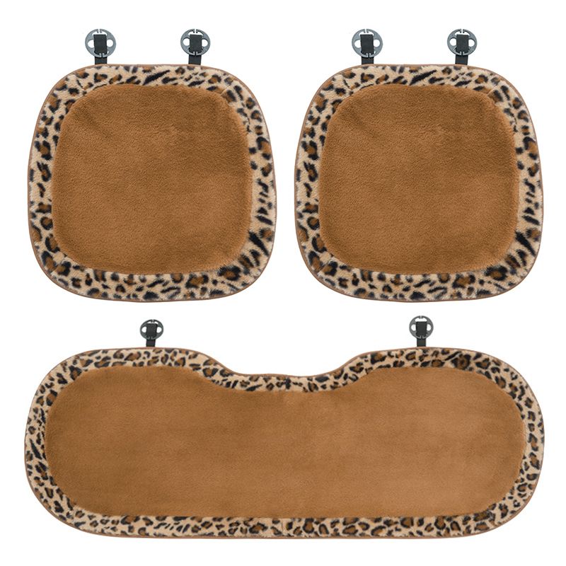 Fashion Print Car Soft Plush Leopard Steering Wheel Cover Winter Women Auto Interior Accessories Seat Pad_autovado.com