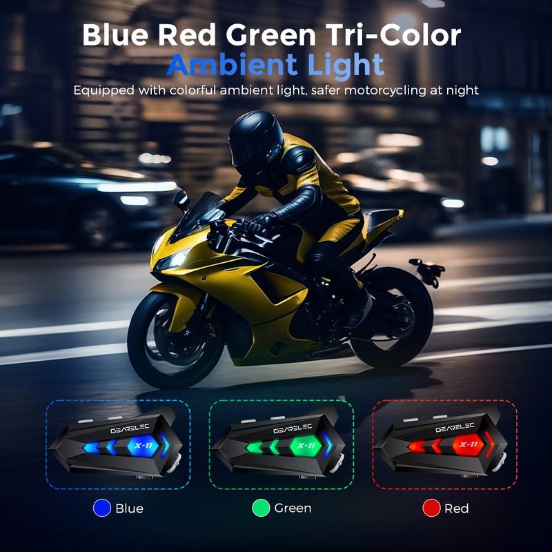 GEARELEC X11 Motorcycle Bluetooth Helmet Hands Free Call IPX6 Waterproof 1000mAh Headset Speakers HiFi Stereo RGB Light_autovado.com