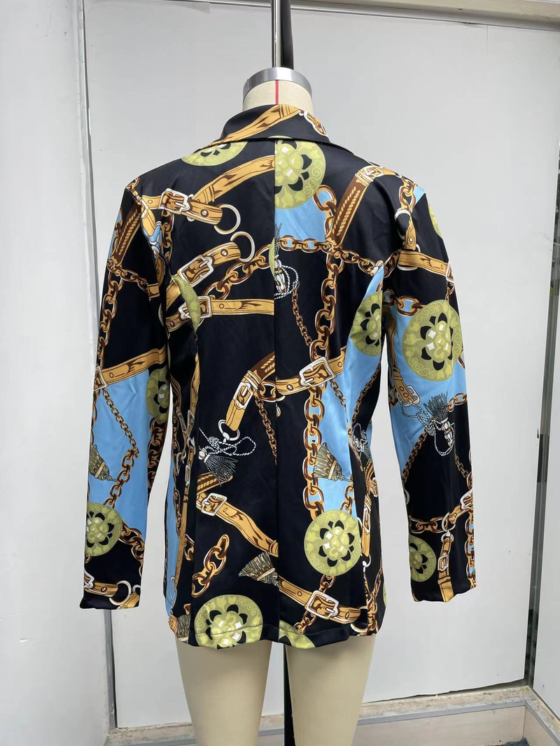 Women's autumn and winter new long-sleeved fashion sexy printed small suit jacket_autovado.com