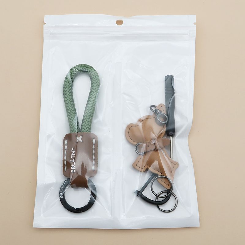 Handmade Genuine Leather Puppy Keychain Anti Lost Lanyard Pendant French Fighting Dog Car Keychain Braided Rope Keychain_autovado.com