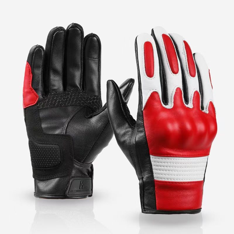 Motorcycle Genuine Leather Gloves Autumn Winter Men Women Sheepskin Protective Anti-Slip Outdoor Motorbike Riding_autovado.com