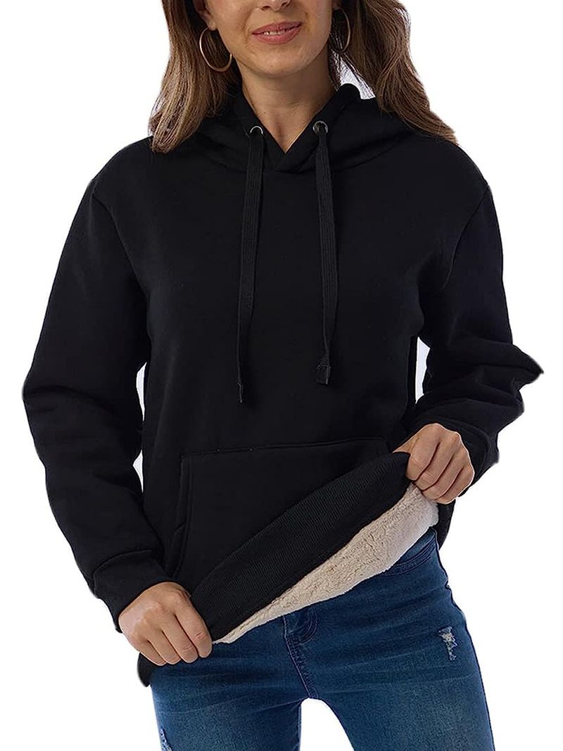 Women's Clothing warm pocket hooded sports sweatshirt jacket_autovado.com