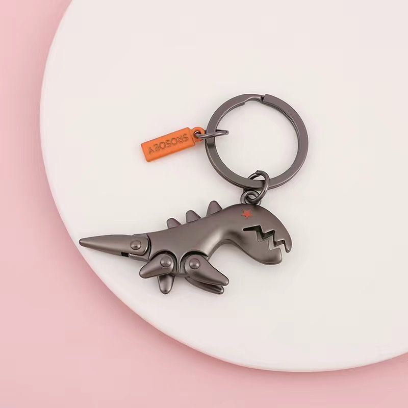 Cow Leather Keychain Internet Celebrity Little Dinosaur Pendant Cute Cartoon Car Key Chain Pendant Creative Gift For Women_autovado.com
