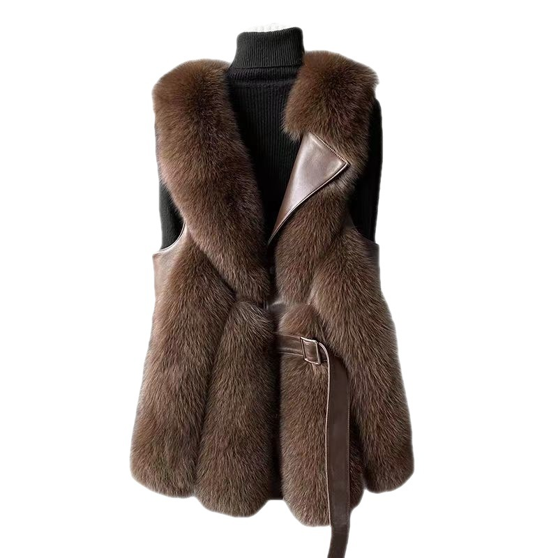 Women's imitation fox fur vest fashion coat_autovado.com