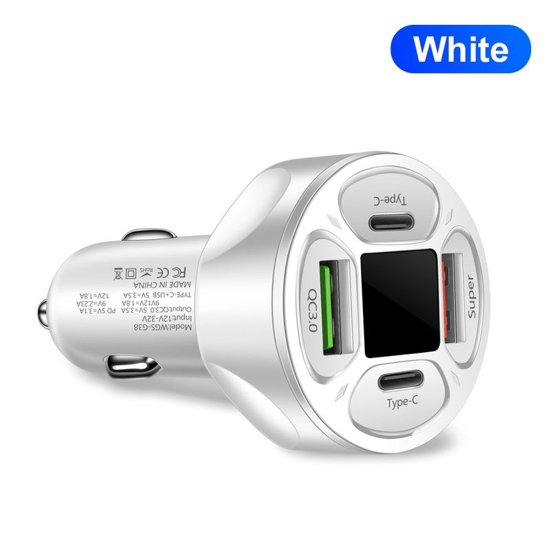 66W 2USB+2Type-c digital display car charger supports super fast charging car charger fast charging car charger_autovado.com
