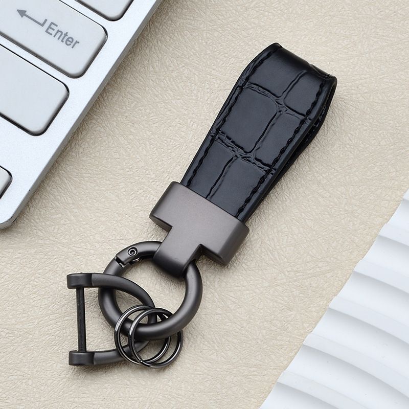 Simple Leather Bag Pendant Creative Horseshoe Buckle Leather Key Accessories New Fashion Leather Rope Car Key Chain_autovado.com