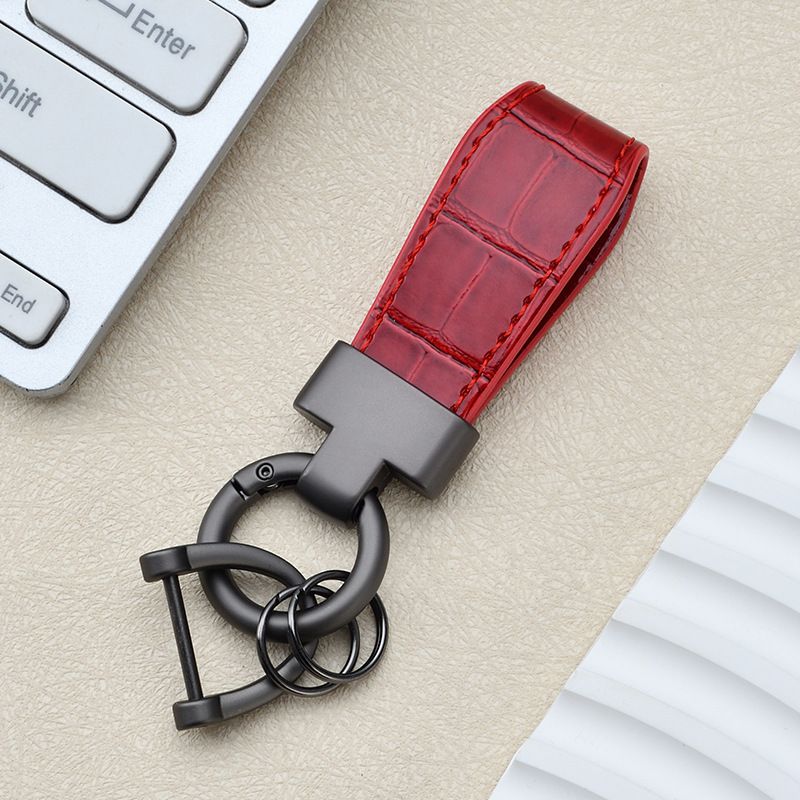 Simple Leather Bag Pendant Creative Horseshoe Buckle Leather Key Accessories New Fashion Leather Rope Car Key Chain_autovado.com