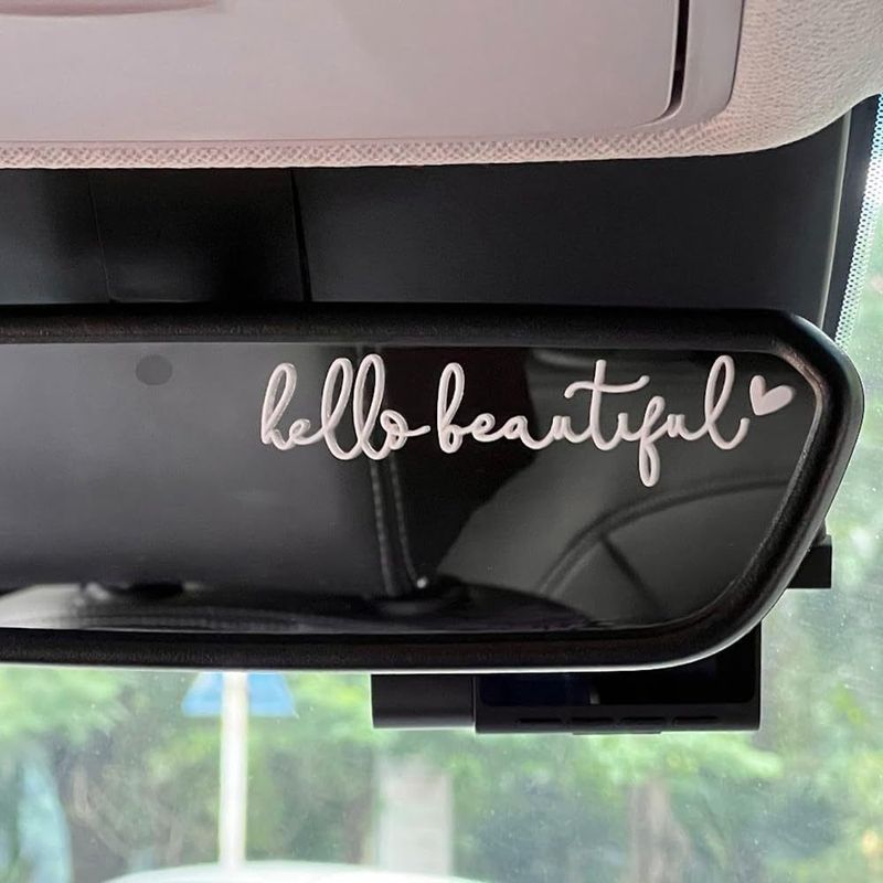 Hello Beautiful car rearview mirror sticker rearview mirror female decoration decal_autovado.com