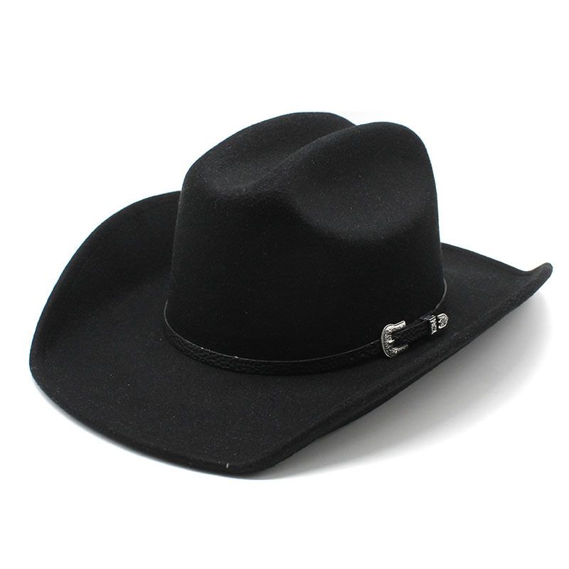 Hot Sale Vintage Western Cowboy with Black Belt Men's Felt Fedora Hat Women Jazz Cowgirl Cap Cloche Church Sombrero Hombre Caps_autovado.com