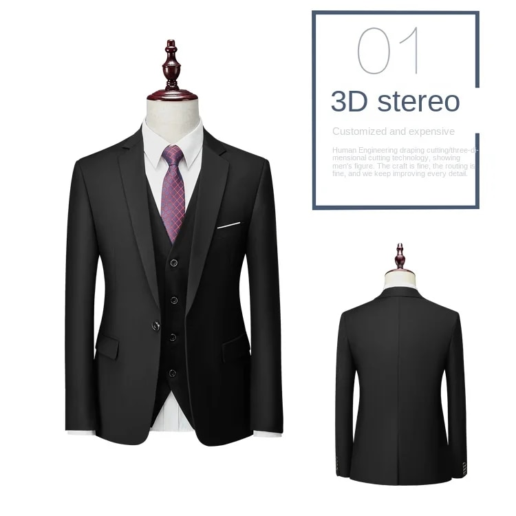 High Quality Men Suit Set Blazers Business 3 Pieces Formal Vest Pants Full Coats 2024 Wedd Elegant Jackets Free_autovado.com