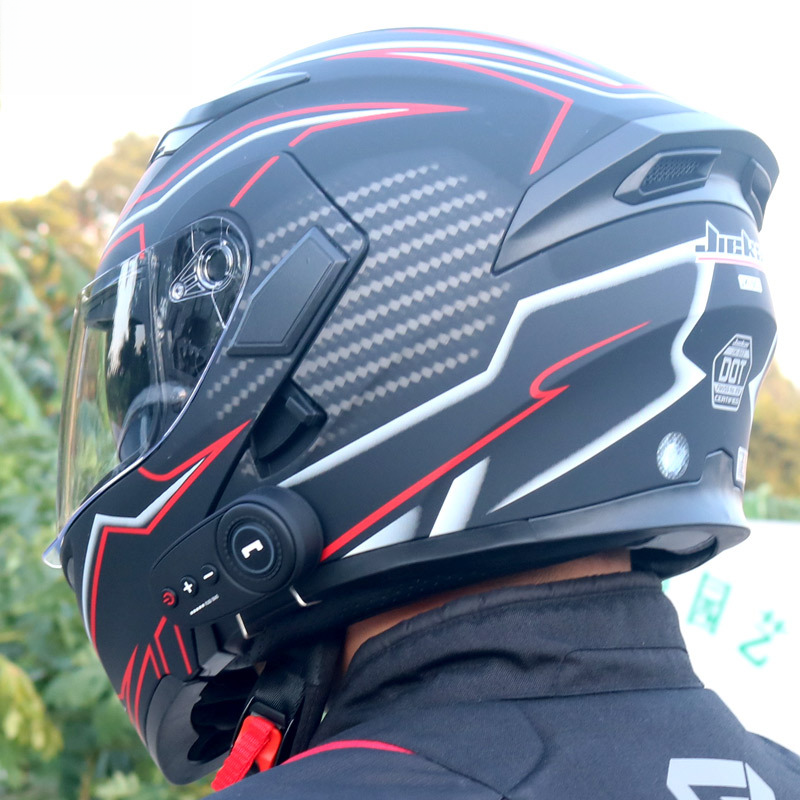 CoolQibao Electric Bluetooth Dual Lens Full Face Motorcycle Helmet With FM_autovado.com