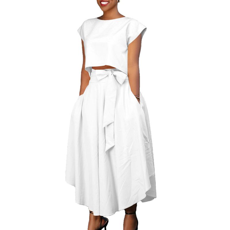 Women's Clothing plus size women's clothing 2023 new fashion temperament casual tops big swing skirt suit_autovado.com