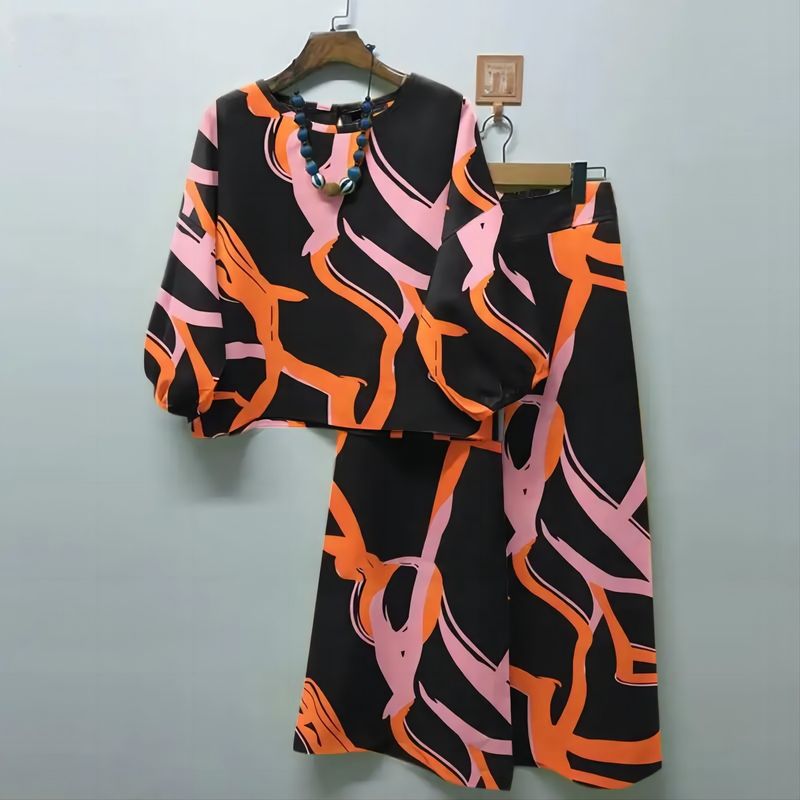 Women's fashion casual with suit shirt wide-leg pants 2-piece set_autovado.com