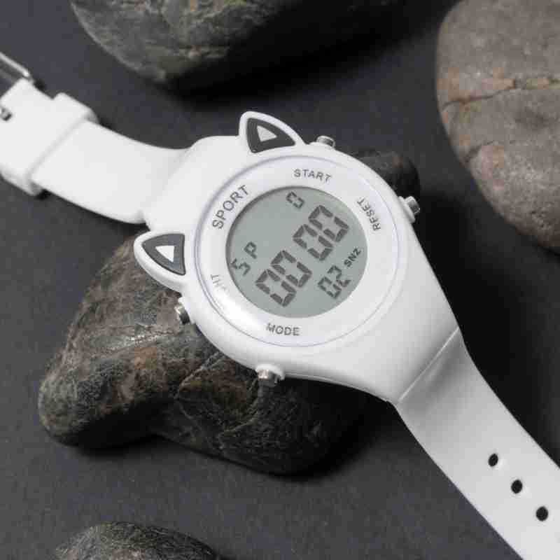 Cat ears watch for male and female middle school students Korean style simple fashion Mori style Xiaoqing new high-looking electronic watch_autovado.com