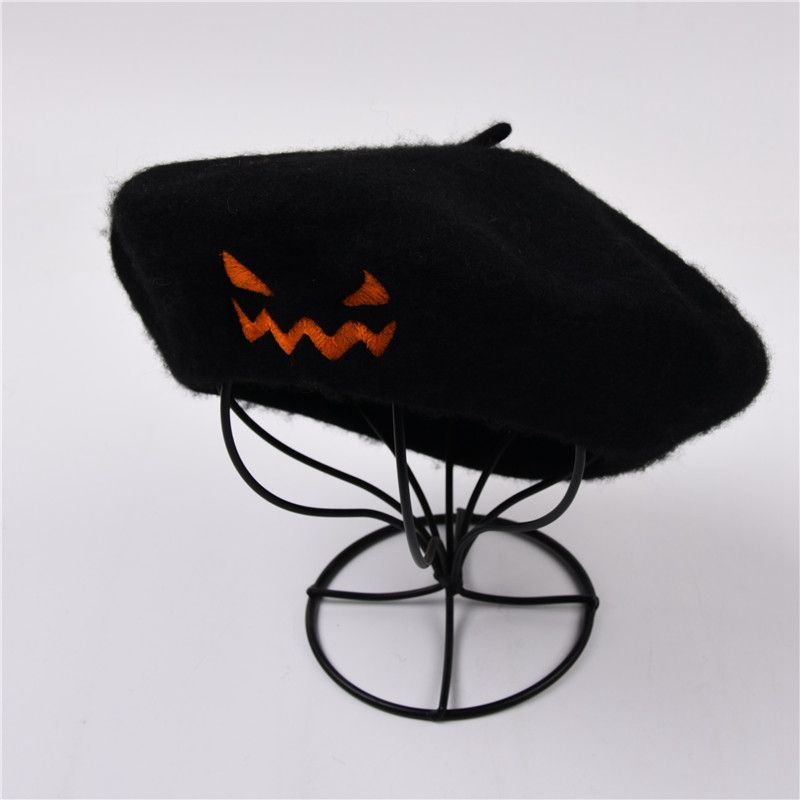 Hot Sale Embroidery Gift Party Solid Color Spring Autumn Beret Wool Keep Warm Women Halloween Painter Hat_autovado.com