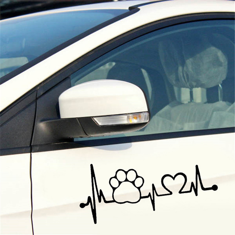 Heartbeat Dog Paw Creative Motorcycle Car Window Body Decoration Sticker Decal_autovado.com