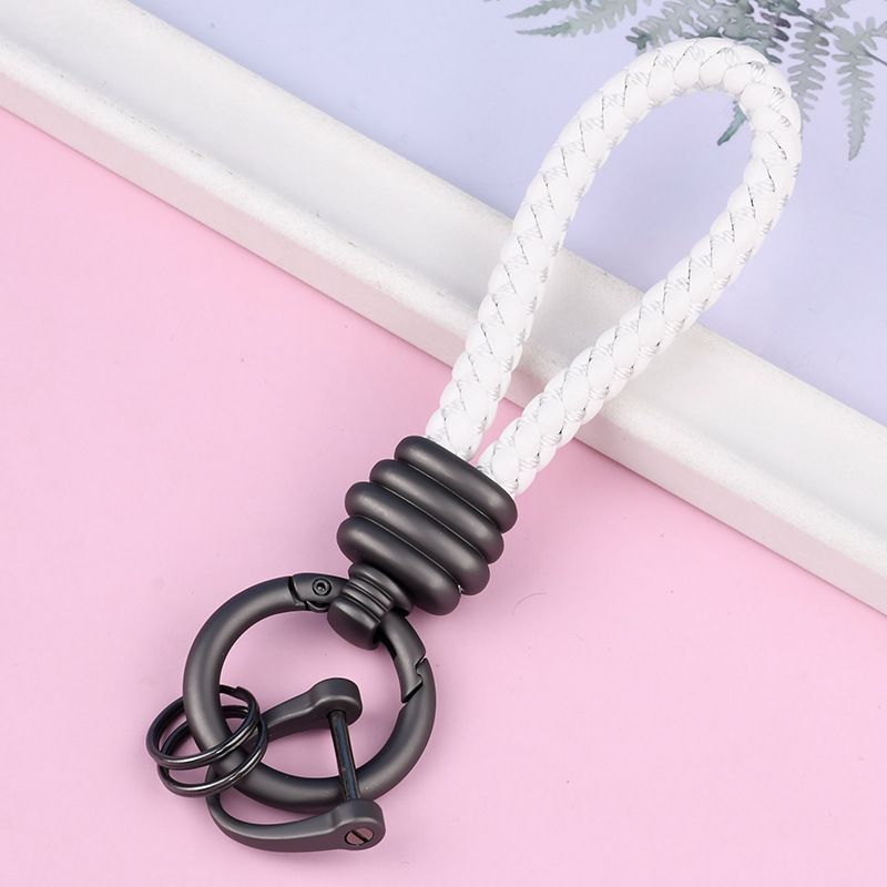 Braided Leather Rope Car Keychain Business Horseshoe Buckle Key Accessories Creative Bag Keychain Metal Pendant_autovado.com
