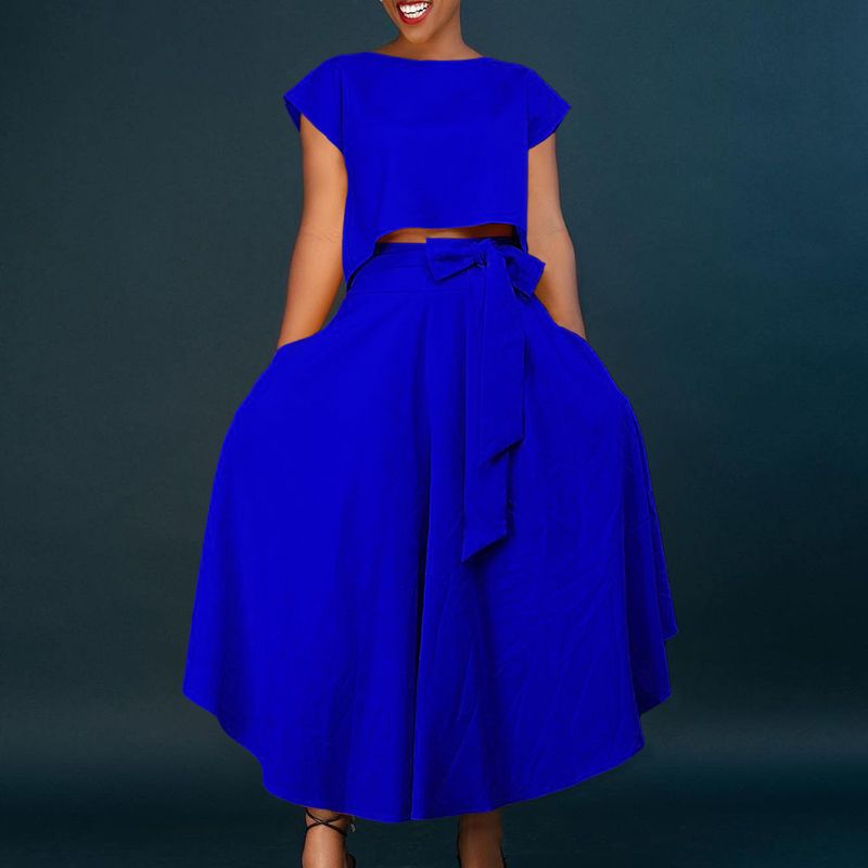 Women's Clothing plus size women's clothing 2023 new fashion temperament casual tops big swing skirt suit_autovado.com