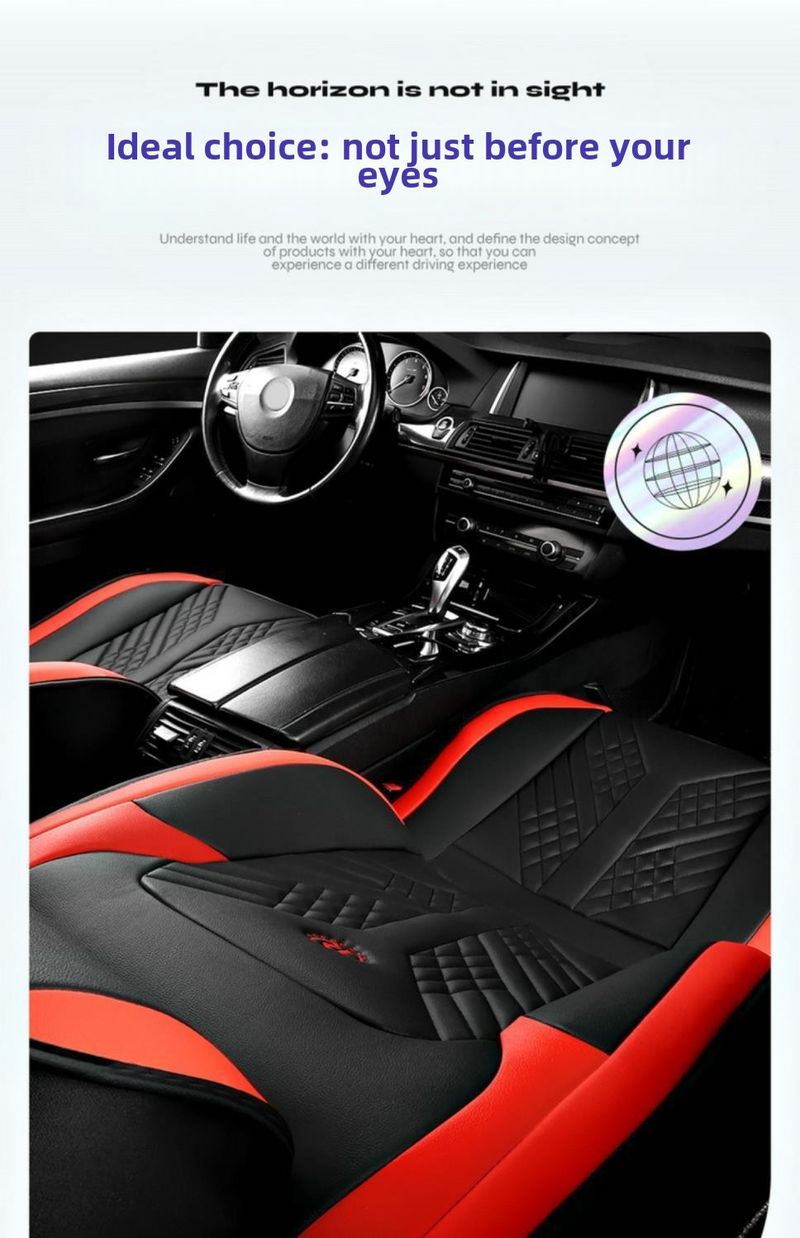 Fashion Sports Car Cushion Four Seasons Universal Full Surrounding High-end Leather Seat Cover Black and White Cushion Light Luxury Seat Cover_autovado.com