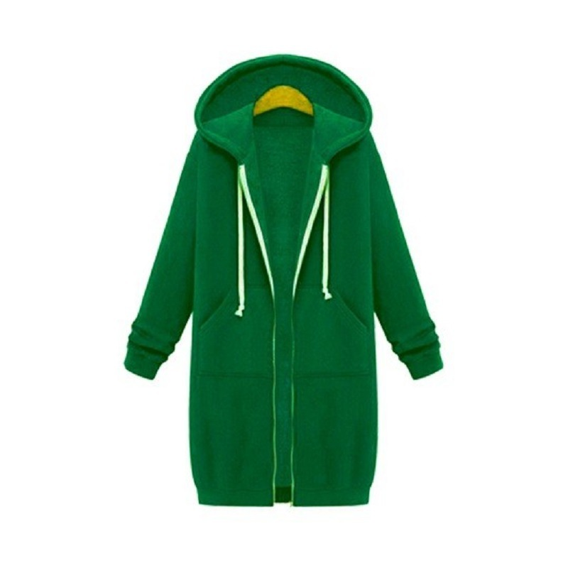 Women's Clothing Autumn and Winter Women's Clothing Hooded Long Sleeve Mid Length Sweater Fleece Long Coat_autovado.com