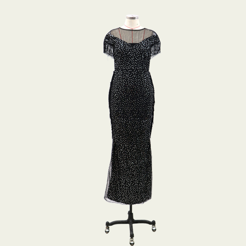 Women's Clothing new women's dress raglan sleeve sequin dress long dress_autovado.com