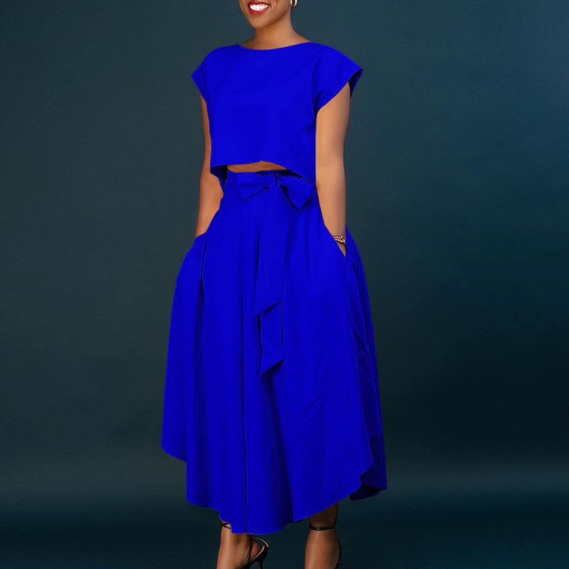 Women's Clothing plus size women's clothing 2023 new fashion temperament casual tops big swing skirt suit_autovado.com
