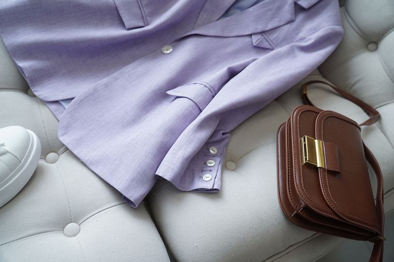 Women's Clothing warm spring healing color shimmer texture pieces heavy industry slim silhouette suit_autovado.com