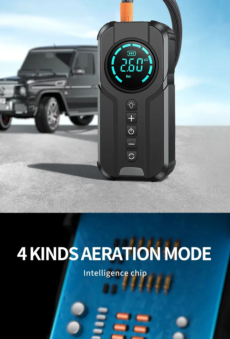 4-in-1 Jump Pump, Power Bank, Lighting, Portable Air Compressor, Cars, Battery, Starter, Start, Car Tire Inflator_autovado.com
