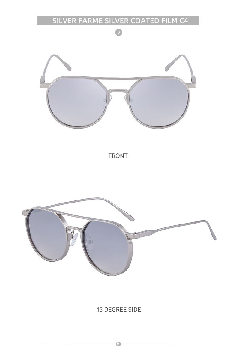 Unisex Vintage round frame sunglasses for men metal double beam driving sunglasses for men_autovado.com