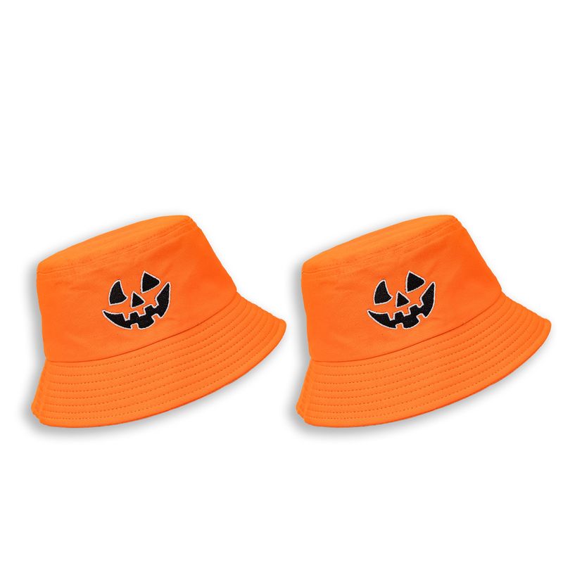 Hot Sale Pumpkin Color Grie Embroidery Bucket Hats Women Men Halloween Party Bob Hip Hop Fisherman Hat Simple Orange White Panama_autovado.com