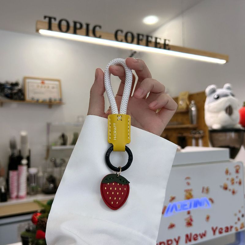Genuine Cowhide Braided Rope Keychain Pendant High Quality Car Keychain Ring Men And Women Hand Rope School Bag Pendant_autovado.com