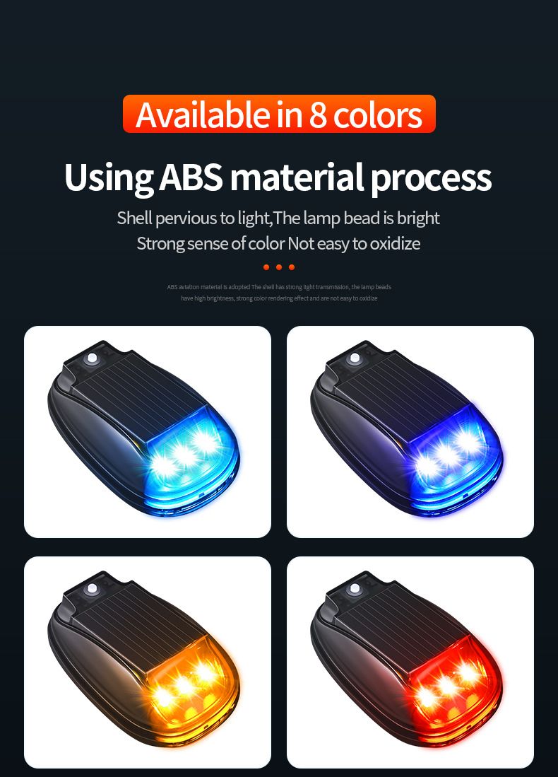 Solar Car LED Flashing Color Roof Mouse Modification No Wiring Remote Control Anti-Collision Warning Light_autovado.com