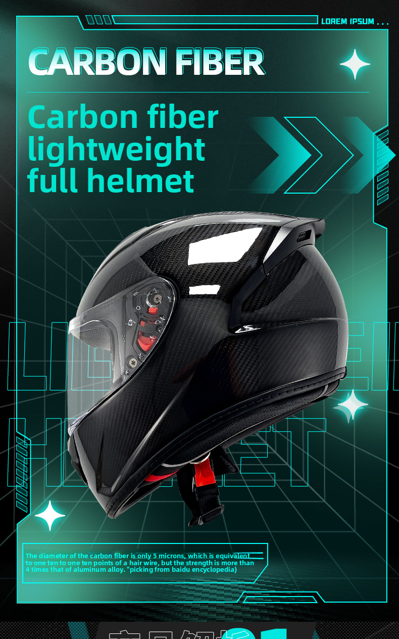 Qike Carbon Fiber Motorcycle Personalized Lightweight Coverage Four Seasons Universal Ultra Light Men's Full Helmet_autovado.com