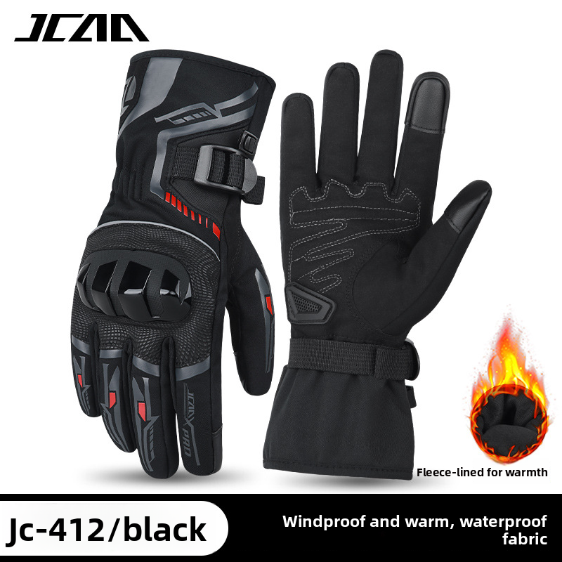 JCCA Winter Riding Anti-Fall Gloves For Men And Women Waterproof Windproof Fleece-Lined Cold-Proof Motorcycle Protective_autovado.com
