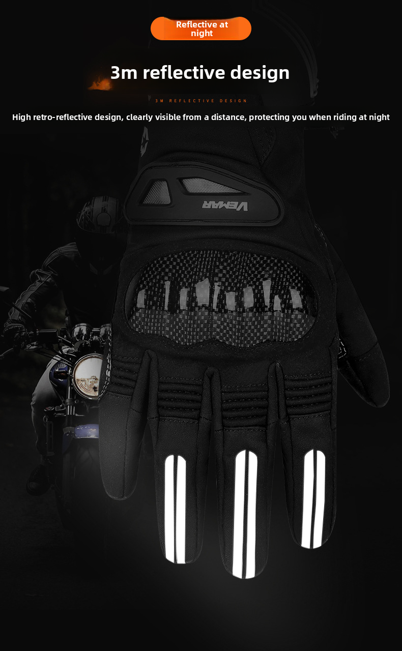 Vemar Riding Autumn Winter Men Windproof Waterproof Fleece Lined Non-Slip Warm Electric Bike Motorcycle Gloves_autovado.com