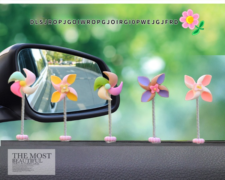 Car mounted new windmill rotating gyroscope creative decoration small ornaments, center console car interior_autovado.com