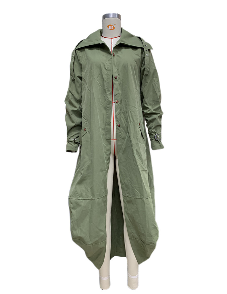 Women's Clothing new style temperament niche personality leisure large lapel medium and long windbreaker jacket _autovado.com