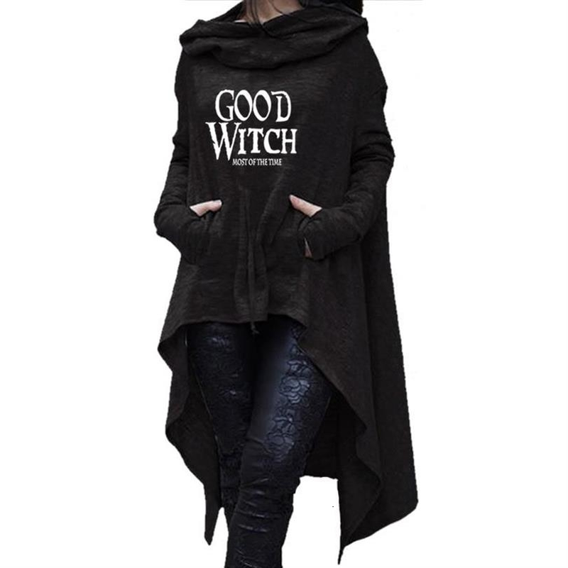 Long dress Hoodies For Women Halloween good witch Letters Print cloak Punk Hoodies Woman Kawaii Sweatshirt Femmes Tops_autovado.com