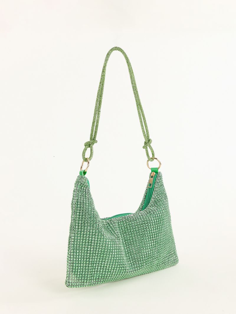 rhinestone knotted armpit bag diamond-studded trendy niche shoulder evening bag_autovado.com
