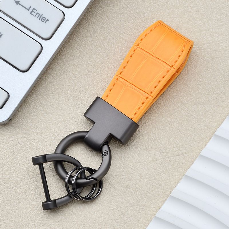 Simple Leather Bag Pendant Creative Horseshoe Buckle Leather Key Accessories New Fashion Leather Rope Car Key Chain_autovado.com