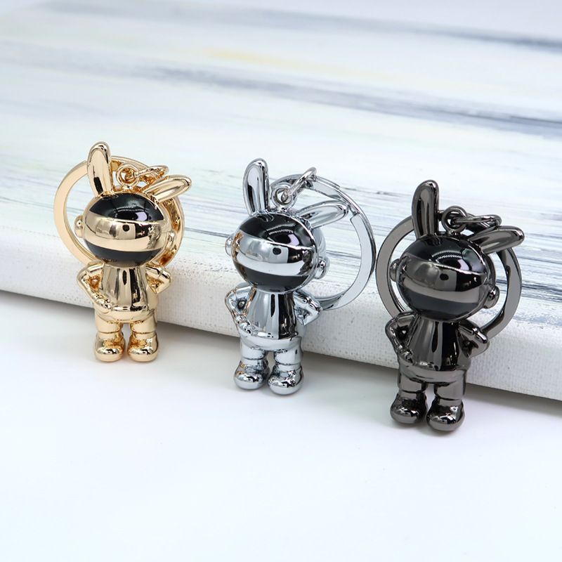 Metal Astronaut Rabbit Keychain Creative Drop Oil 3D Stereo Car Pendant_autovado.com