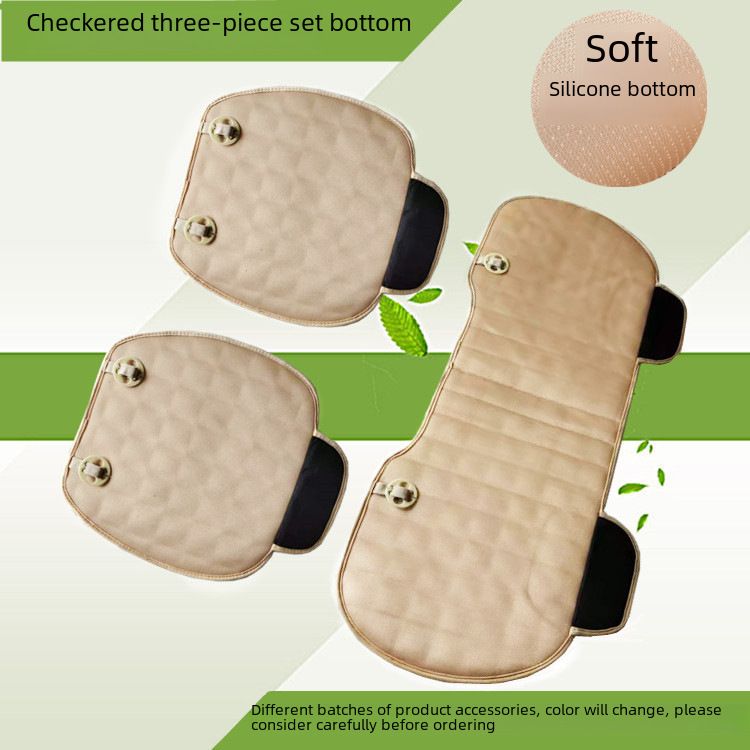 Winter car seat cushion no backrest square embroidered plush tie-free warm three-piece front and rear row single seat cushion_autovado.com