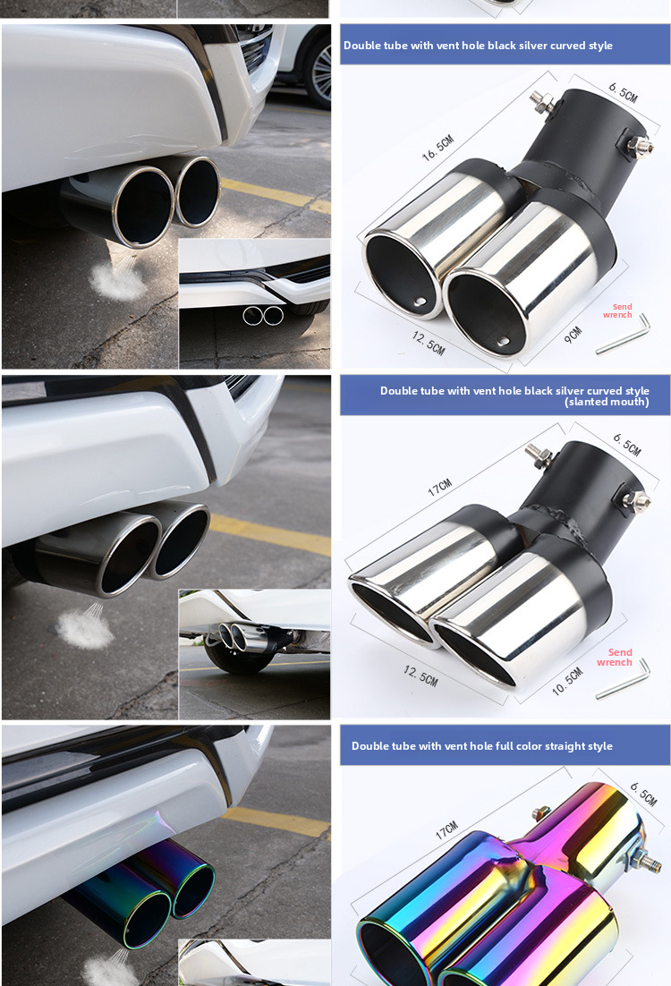 Stainless Steel Muffler Gas Cover Decoration Single Car Exhaust Pipe Universal Tail Throat_autovado.com